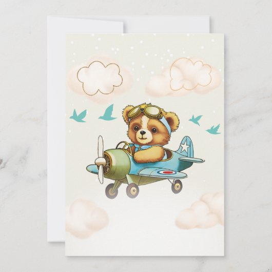 We can bearly wait Pilot boy baby shower 招待状 (裏面)