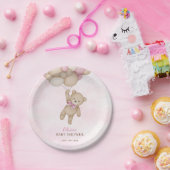 We Can Bearly Wait Pink Baby Shower ペーパープレート (パーティー)