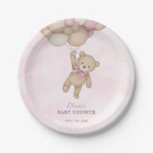 We Can Bearly Wait Pink Baby Shower ペーパープレート (正面)