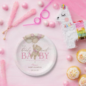 We Can Bearly Wait Pink Baby Shower ペーパープレート (パーティー)