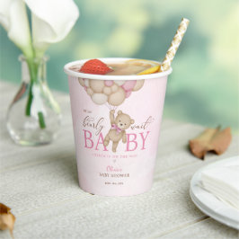 We Can Bearly Wait Pink Baby Shower 紙コップ