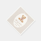 We Can Bearly Wait pink bow girl Baby Shower スタンダードカクテルナプキン (角)