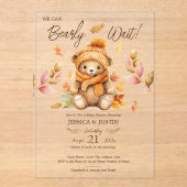 We Can Bearly Wait Pink Fall Baby Shower アクリル招待状 (正面)