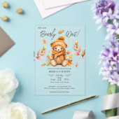 We Can Bearly Wait Pink Fall Baby Shower アクリル招待状 (インサイチュ (ウェディング))