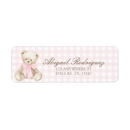 We Can Bearly Wait Pink Gingham bear Return ラベル