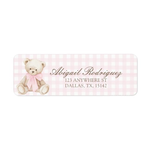 We Can Bearly Wait Pink Gingham bear Return ラベル (正面)
