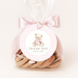 We Can Bearly Wait Pink Gingham Teddy Bear フェイバータグ
