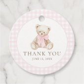We Can Bearly Wait Pink Gingham Teddy Bear フェイバータグ (正面)