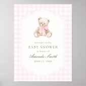 We Can Bearly Wait Pink Gingham Teddy Bear ポスター (正面)