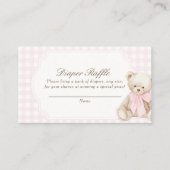 We Can Bearly Wait Pink Gingham Teddy Bear Baby エンクロージャーカード (正面)