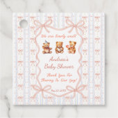 We Can Bearly Wait Pink Lace Ribbon Baby Shower  フェイバータグ (正面)