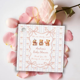 We Can Bearly Wait Pink Lace Ribbon Baby Shower  フェイバータグ