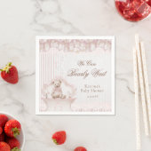 We Can Bearly Wait Pink Nursery Girl Baby Shower スタンダードカクテルナプキン (インサイチュ)
