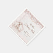 We Can Bearly Wait Pink Nursery Girl Baby Shower スタンダードカクテルナプキン (角)
