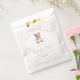 We Can Bearly Wait Pink Teddy Bear Baby Shower フェイバーバッグ