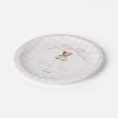 We Can Bearly Wait Pink Teddy Bear Baby Shower ペーパープレート (アングル)