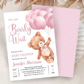 We Can Bearly Wait Pink Teddy Bear Baby Shower 招待状