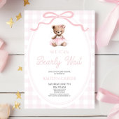We Can Bearly Wait Pink Teddy Bear Baby Shower 招待状