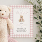 We Can Bearly Wait Pink Teddy Bear Baby Shower 招待状