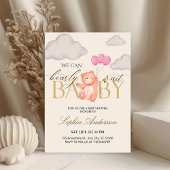 We Can Bearly Wait Pink Teddy Bear Baby Shower 招待状