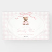 We Can Bearly Wait Pink Teddy Bear Baby Shower 横断幕 (横)