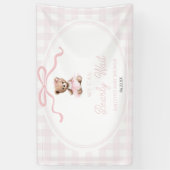 We Can Bearly Wait Pink Teddy Bear Baby Shower 横断幕 (縦)