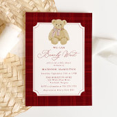We Can Bearly Wait Plaid Teddy Bear Baby Shower 招待状
