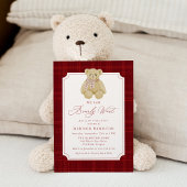 We Can Bearly Wait Plaid Teddy Bear Baby Shower 招待状