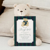 We Can Bearly Wait Plaid Teddy Bear Baby Shower 招待状