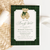 We Can Bearly Wait Plaid Teddy Bear Baby Shower 招待状