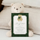 We Can Bearly Wait Plaid Teddy Bear Baby Shower 招待状