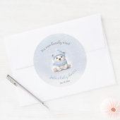 We Can Bearly Wait Polar Bear Blue Baby Shower ラウンドシール (封筒)