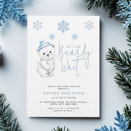 We Can Bearly Wait Polar Bear Winter Baby Shower 招待状
