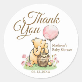 We Can Bearly Wait Pooh Baby Shower Neutral ラウンドシール