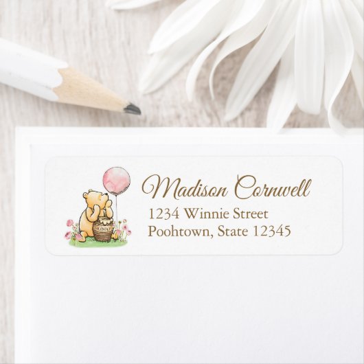 We Can Bearly Wait Pooh Baby Shower Neutral ラベル (インサイチュ)