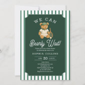 We Can Bearly Wait Preppy Bear Tartan Baby Shower 招待状 (正面)