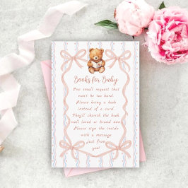 We Can Bearly Wait Ribbon Baby Shower Book Request エンクロージャーカード