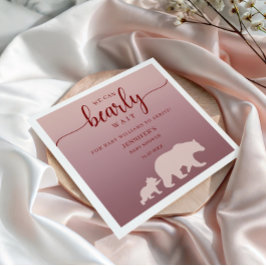 We Can Bearly Wait Rustic Pink スタンダードカクテルナプキン