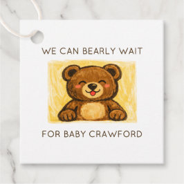 We Can Bearly Wait! Simple Hand Drawn Baby Shower フェイバータグ