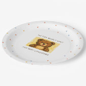 We Can Bearly Wait! Simple Hand Drawn Baby Shower ペーパープレート (アングル)