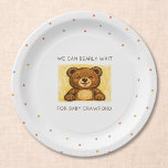 We Can Bearly Wait! Simple Hand Drawn Baby Shower ペーパープレート<br><div class="desc">Celebrate the little cub on the way with these adorable “We Can Bearly Wait” baby shower paper plates, featuring a sweet hand-drawn teddy bear illustration in a soft butter yellow tone. The playful, storybook-style artwork paired with a clean, minimal layout adds a charming touch to dessert tables, drink stations, or...</div>