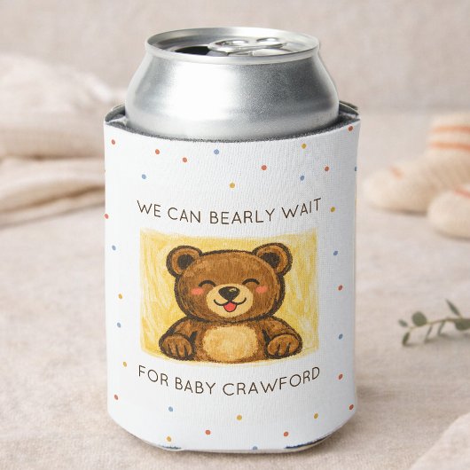 We Can Bearly Wait! Simple Hand Drawn Baby Shower 缶クーラー