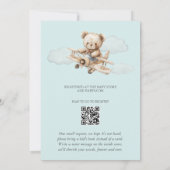 We Can Bearly Wait Teddy Airplane Blue Baby Shower 招待状 (裏面)