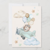 We Can Bearly Wait Teddy Bear Airplane Baby Shower サンキューカード (裏面)