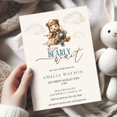 We Can Bearly Wait Teddy Bear Airplane Baby Shower 招待状