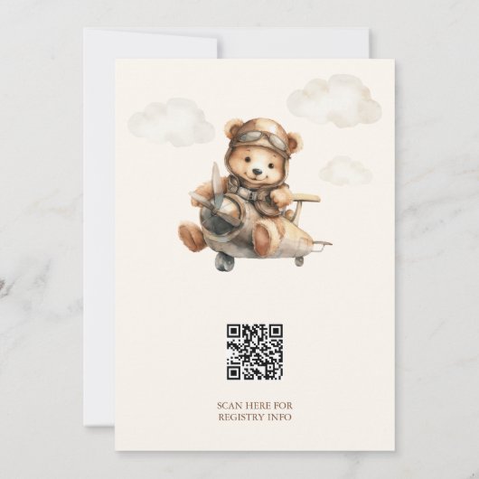 We Can Bearly Wait Teddy Bear Airplane Baby Shower 招待状 (裏面)