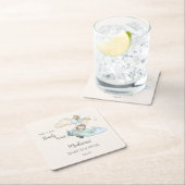 We Can Bearly Wait Teddy Bear Airplane Boy Baby スクエアペーパーコースター (インサイチュ)