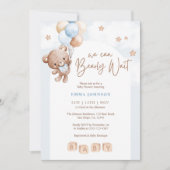 We Can Bearly Wait Teddy Bear Baby Boy Shower  招待状 (正面)
