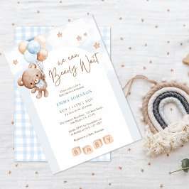 We Can Bearly Wait Teddy Bear Baby Boy Shower  招待状