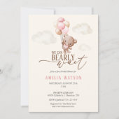 We Can Bearly Wait Teddy Bear Baby Girl Shower 招待状 (正面)